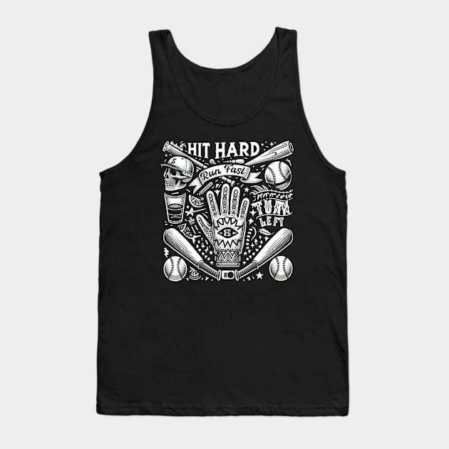 Hit Hard Run Fast Turn Left Cinco de Mayo Funny Baseball Men Tank Top by NIKA13